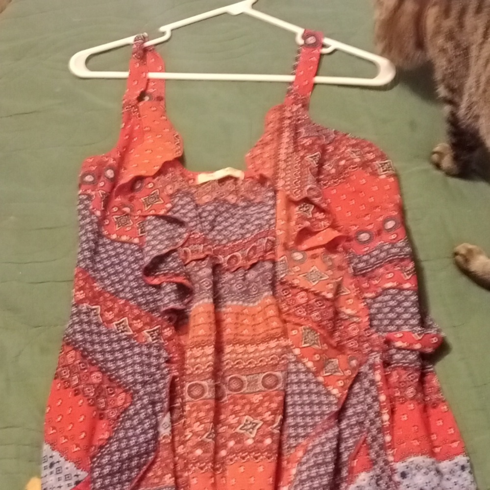 This is a beautiful bohemian sundress with a tie at the waist